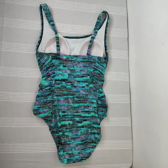 Speedo Swim Bathing Suit Women's 8 Blue Teal Purple Vacation Beach Lake Sporty - Picture 6 of 12